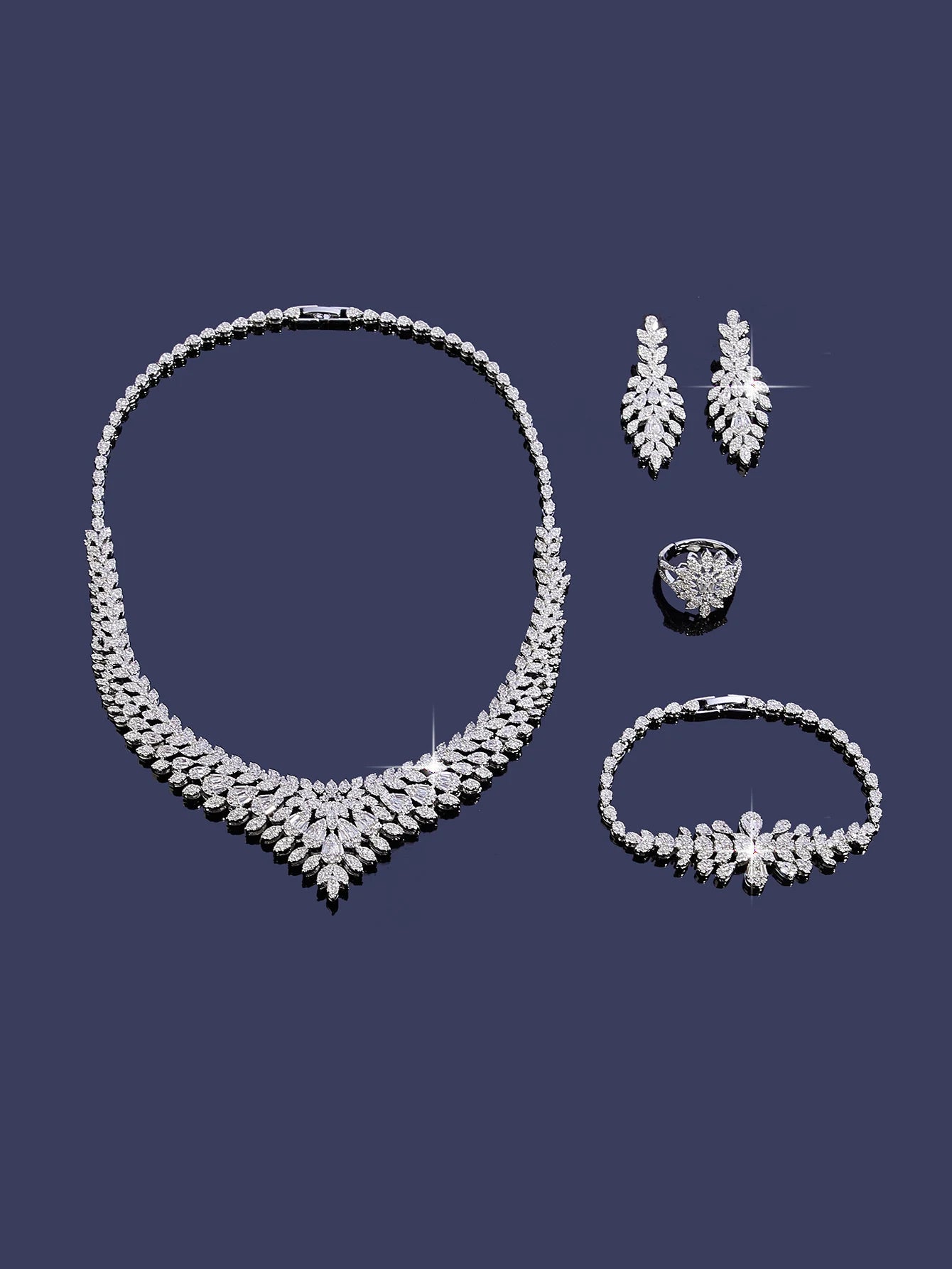 4pcs Bridal Cubic Zirconia Jewelry Sets For Women Party Luxury Dubai Nigeria CZ Crystal Wedding Jewelry Sets