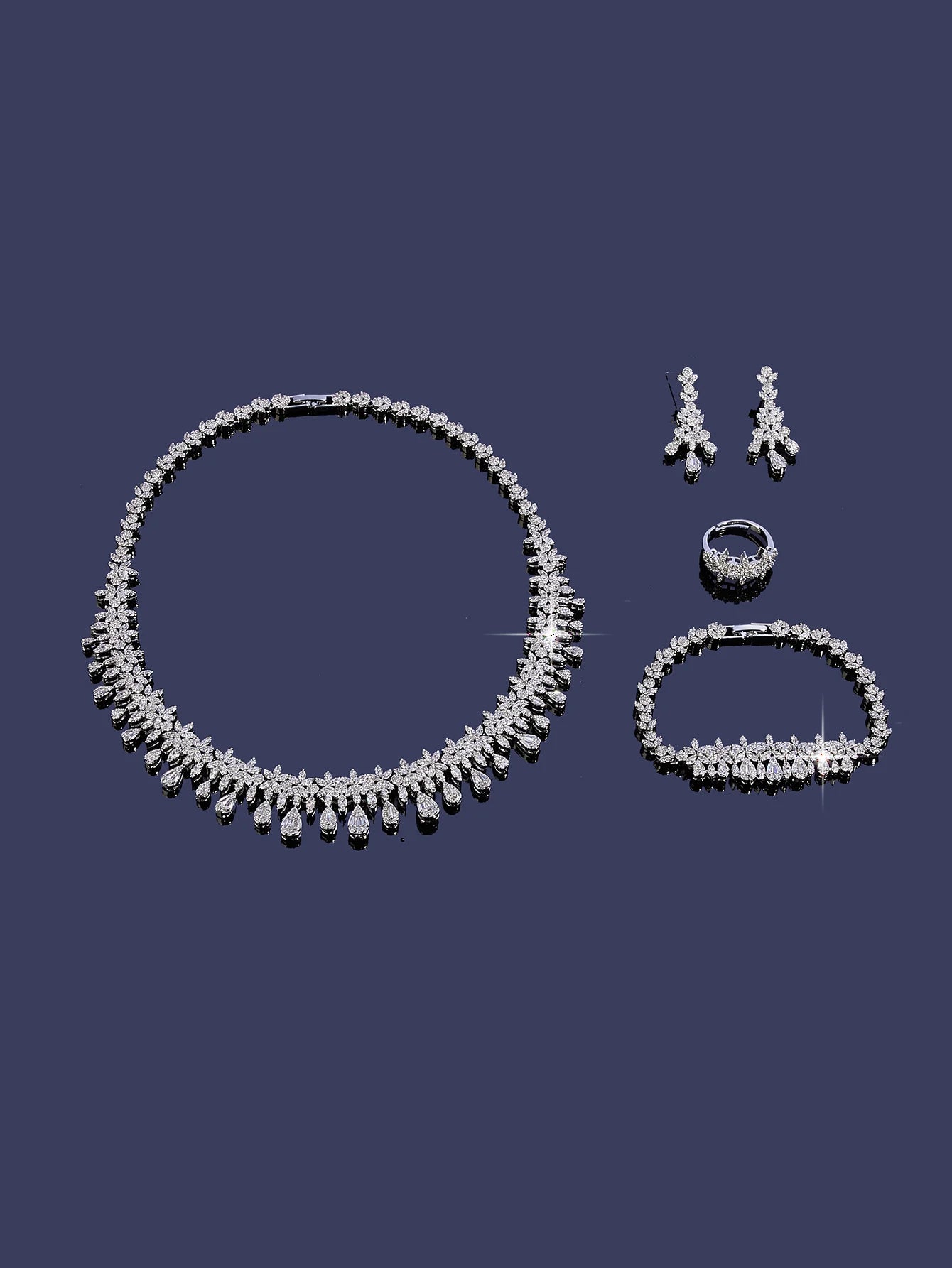 4pcs Bridal Cubic Zirconia Jewelry Sets For Women Party Luxury Dubai Nigeria CZ Crystal Wedding Jewelry Sets