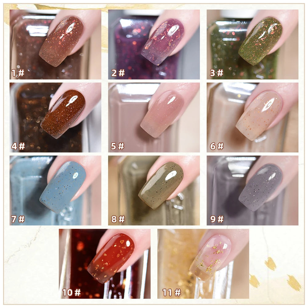 KADS 11ml Nail Polish Flakies & Reflective Glitters Grape Jam Purple Color Manicure Oil Nail Art Lacquer Glass Bottle Varnish