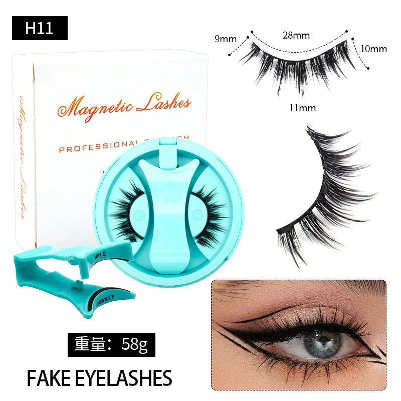 Magnetic Fake Eyelashes Set Reusable 3D Glue-free Waterproof Natural False Eyelashes With Travel-friendly Applicator