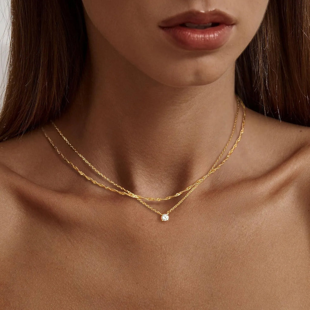 Diamond Necklaces for Women K Gold/Sterling Silver Choker Necklace Simple Gold Plated Jewelry Necklaces for Women Gifts