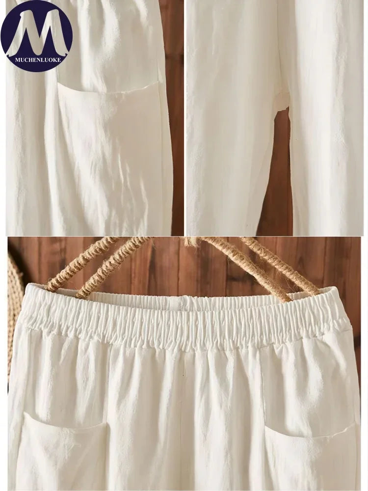 Women Pants High Waist 2023 Summer New Slim Elastic Waist Straight Tube Harun Pant Korean Fashion Leisure Loose Women's Pants - Azara