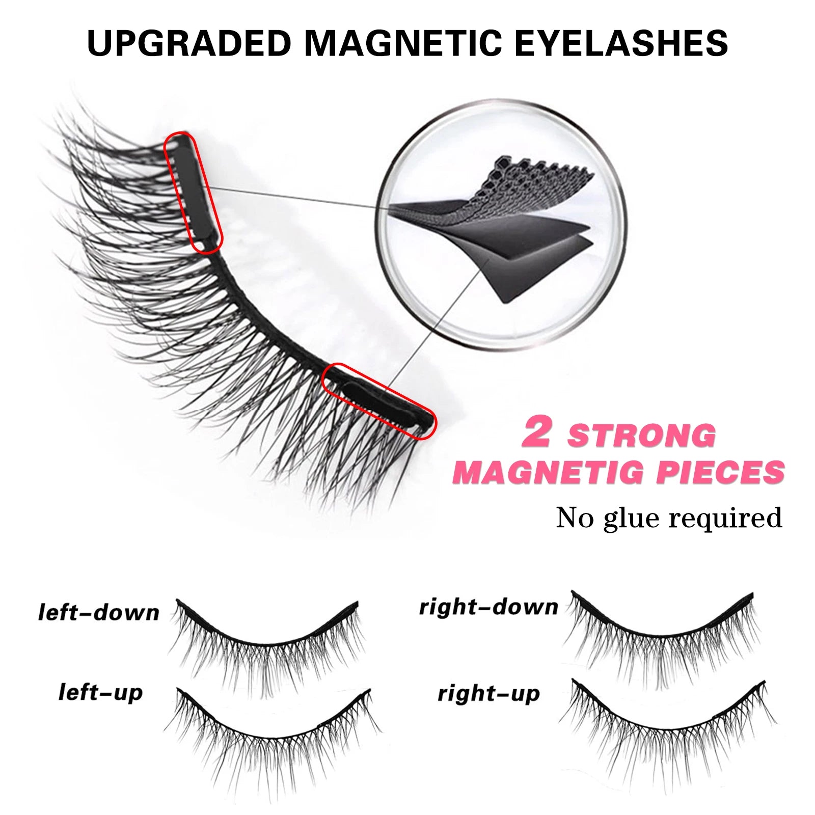 2 Pairs  Quantum Magnetic Eyelashes Soft Magnet Lashes Glue-free false Eyelashes with Special Tweezers