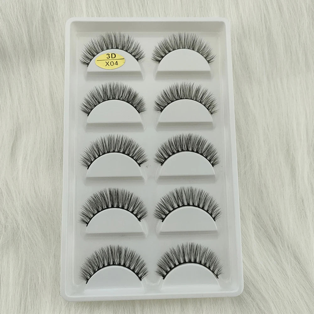 3D Mink False Eyelashes 5 Pairs Fluffy Volume Wispy Lashes Natural Looking  Strip Clusters for Party Daily Natural Nude Makeup