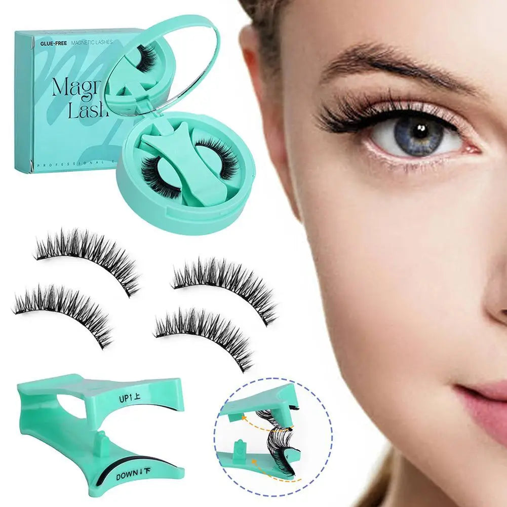 Magnetic Fake Eyelashes Set Reusable 3D Glue-free Waterproof Natural False Eyelashes With Travel-friendly Applicator