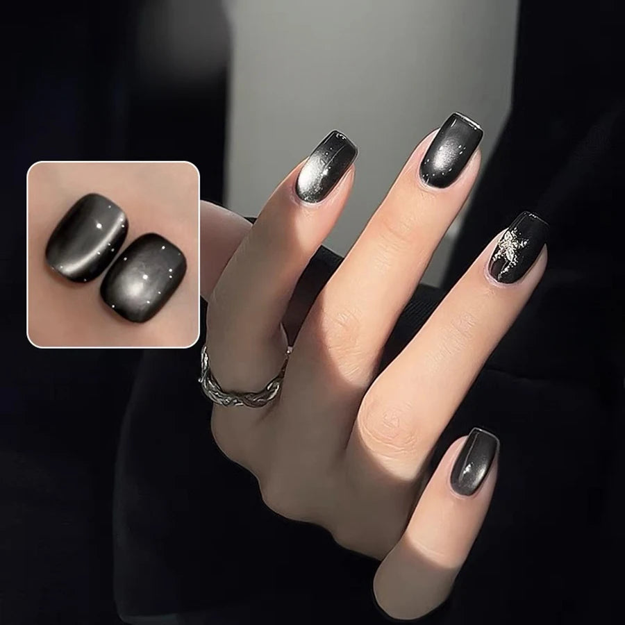 WS Black Glass Cat Magnetic Gel Nail Polish Punk Style Nail Art Manicure Varnis Semi Permanent Gel for Winter Nail Supplies