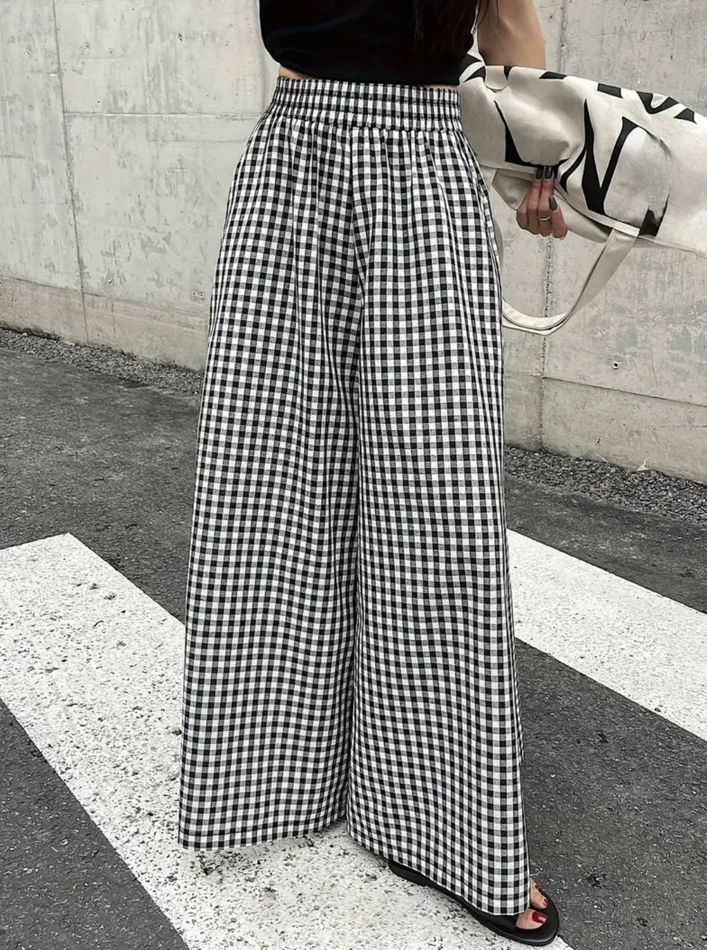 Womens plaid casual fashion elegant JapaneseKorean European and American autumn and winter pants - Azara