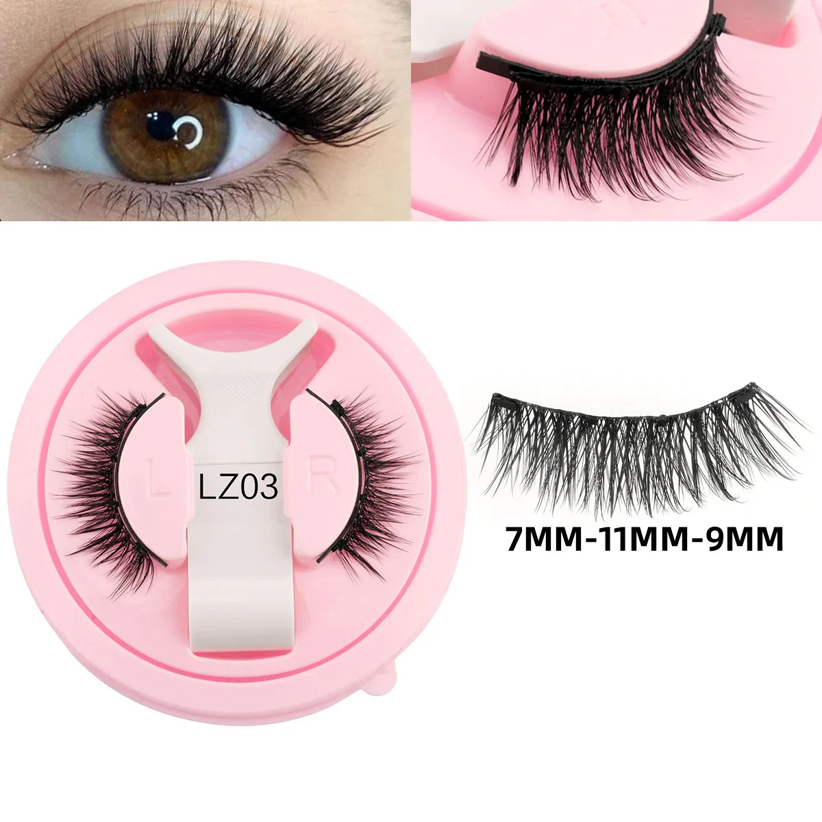 2Pairs Magnetic Fake Lashes Kit 3D Magnet Band Wispy Soft Natural Fluffy Reusable False Mink Eyelashes No Glue Needed Make Up