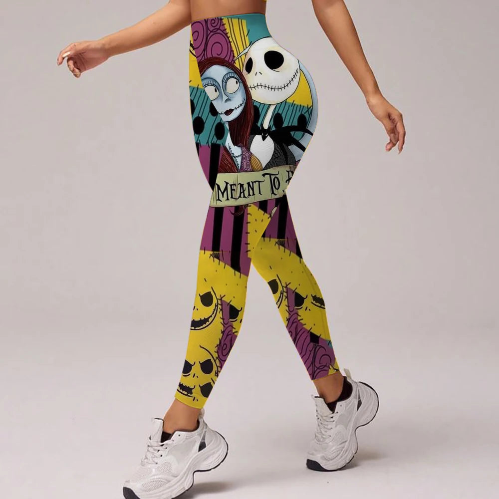 The Nightmare Before Christmas Gym Exercise, High Waisted Leggings, Party Fitness, Running, Outdoor Pilates Pants