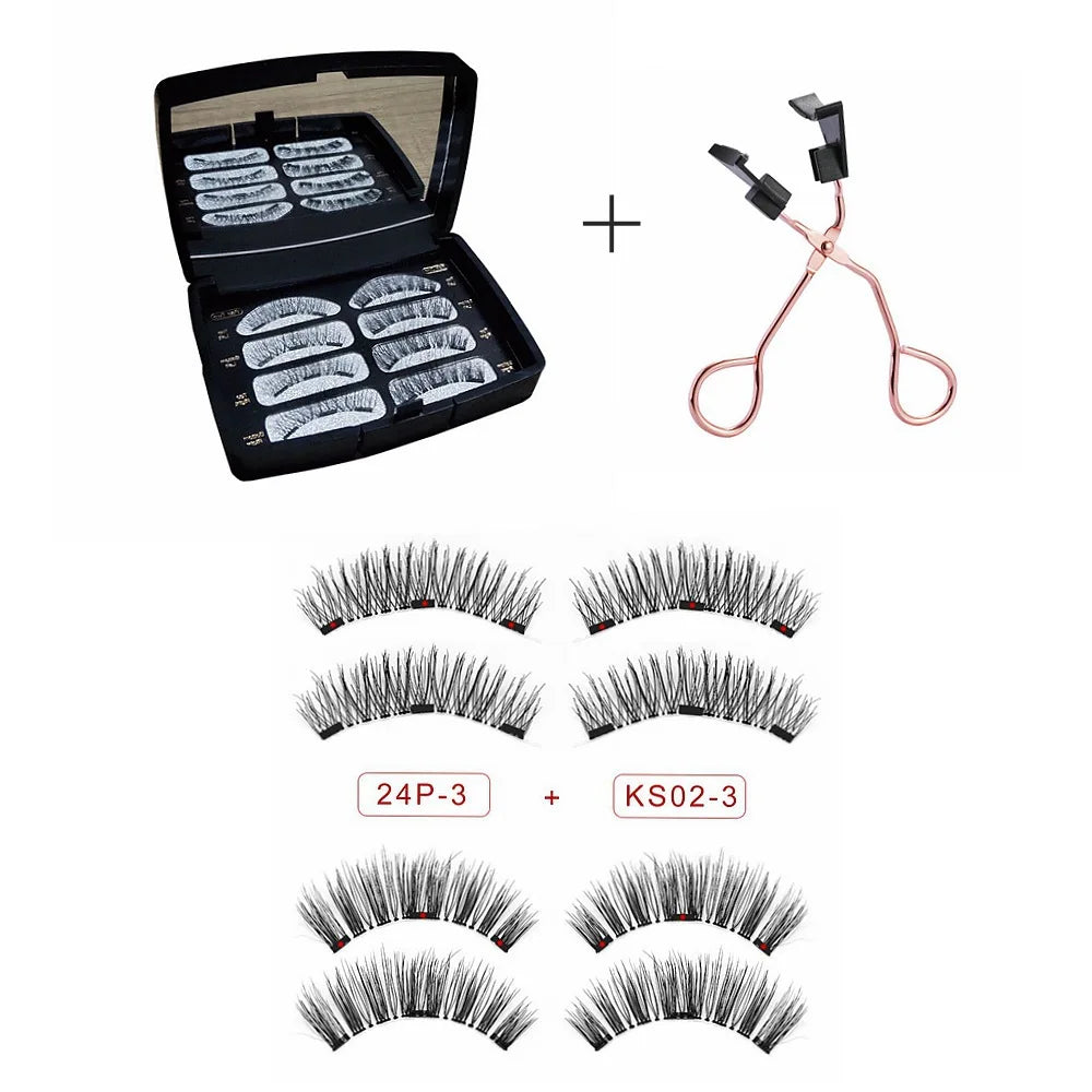3D Magnetic Eyelashes Kit With Different Density Double False Eyeslashes Reusable Easy To Wear Fake Eyelash Extension Makeup Kit