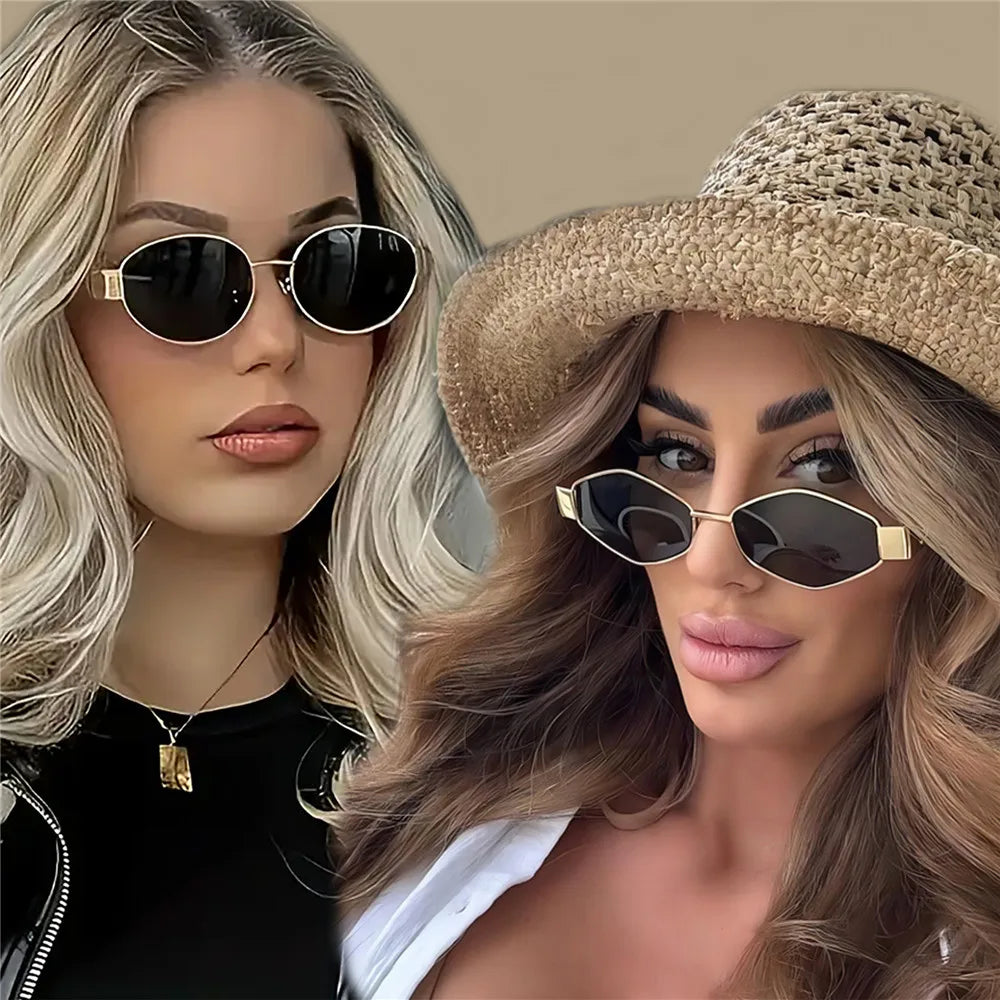 2PCS  Vintage Punk Style Sunglasses  Retro Round Metal Frame Women Sun Glasses Fashion Eyewear