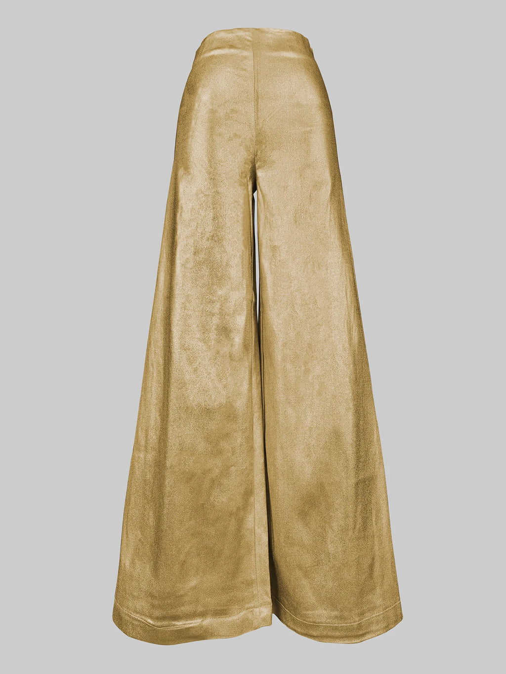 Women's Stylish Party Wear Pants Solid Gold High Waist A-line Wide Leg Pants Zippered Full-length Trousers Casual Pants - Azara