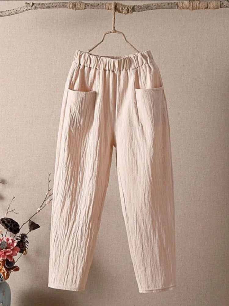 Women Pants High Waist 2023 Summer New Slim Elastic Waist Straight Tube Harun Pant Korean Fashion Leisure Loose Women's Pants - Azara
