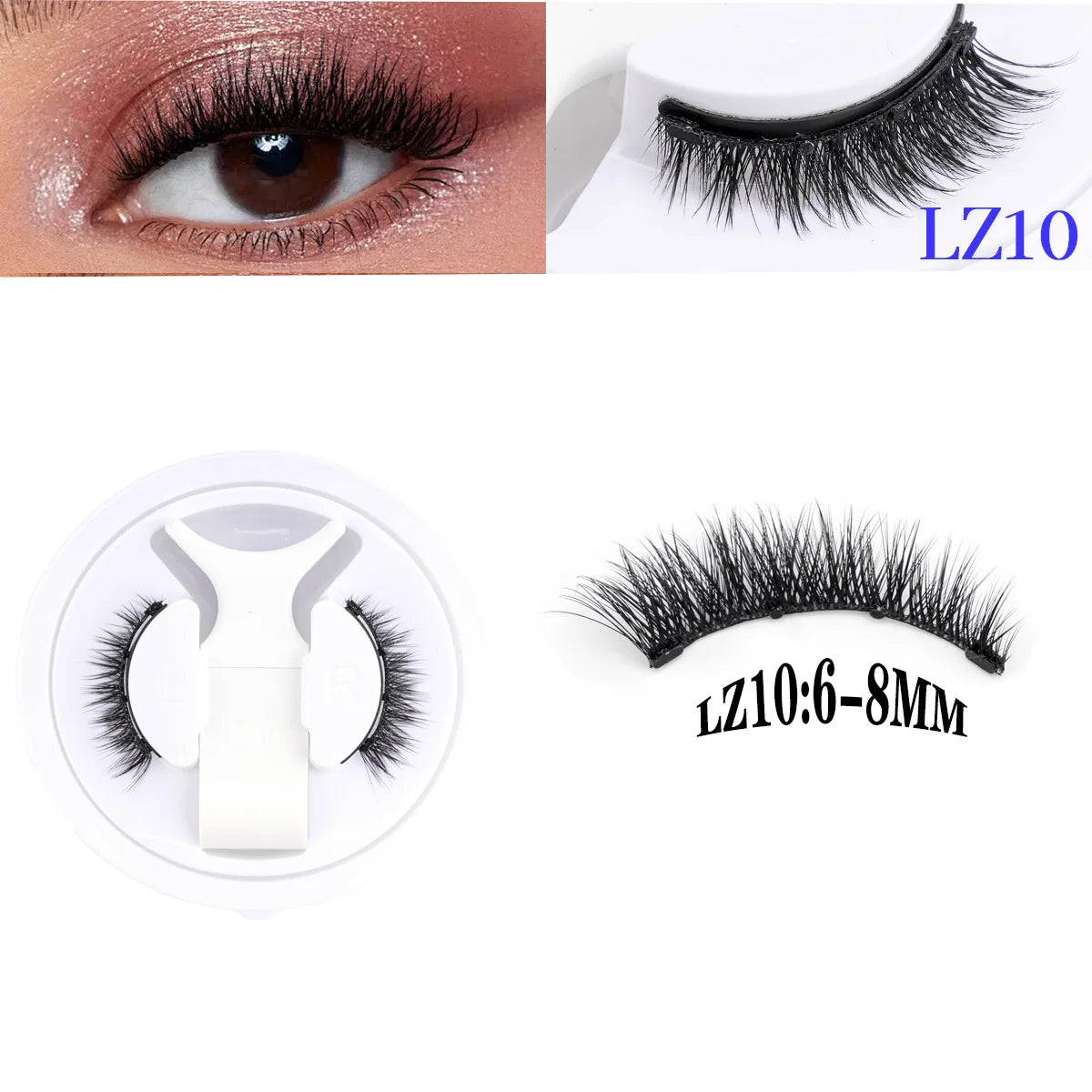 2Pairs Magnetic Fake Lashes Kit 3D Magnet Band Wispy Soft Natural Fluffy Reusable False Mink Eyelashes No Glue Needed Make Up