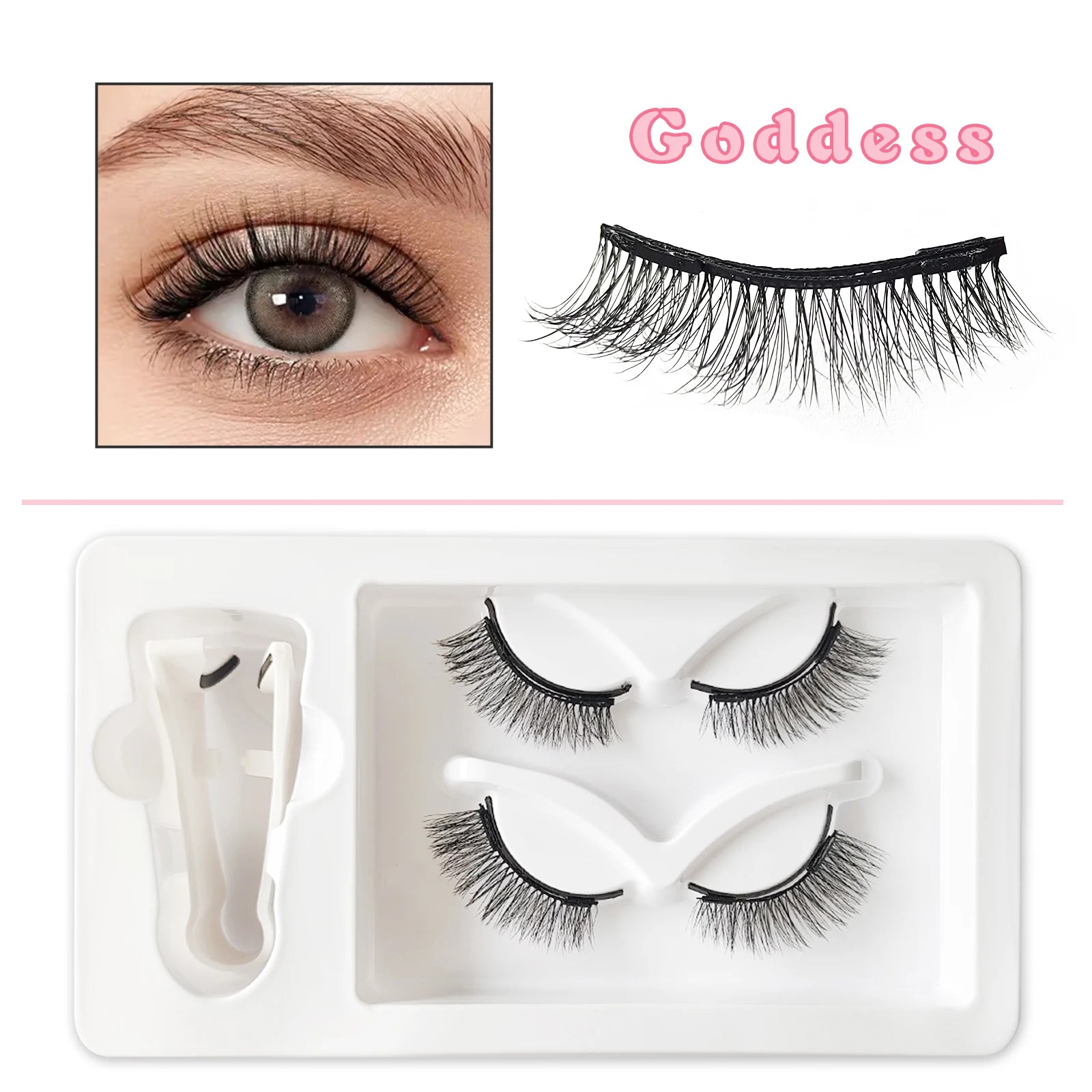 2 Pairs  Quantum Magnetic Eyelashes Soft Magnet Lashes Glue-free false Eyelashes with Special Tweezers