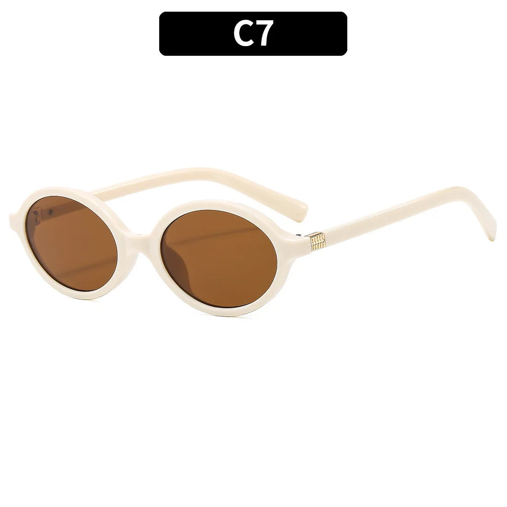 New Oval sunglasses For women Fashion Brand Black Small Frame Sun Glasses Female Retro Clear Lenses Eyewear Lady Trendy UV400