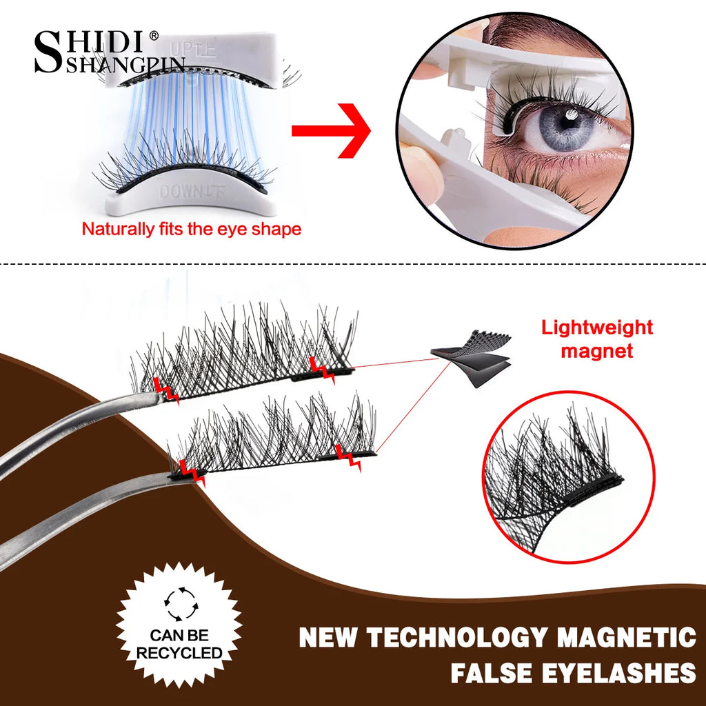 5 pairs 3D Magnetic Lashes Kit With Tweezers Natural Curler Soft Magnetic False Eyelashes No Glue Needed Fluffy Reusable Make Up