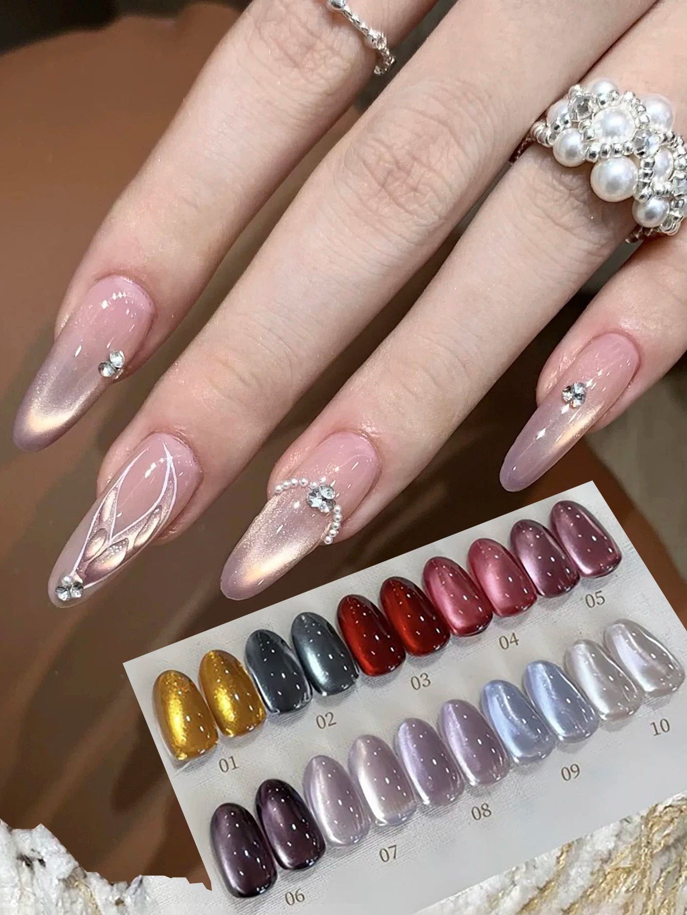 1-24pcs WS Autumn Winter Blue Black Red Glass Bead Crystal Cat Eye Gel Nail Polish New Whitening High Density Sparkling Nail