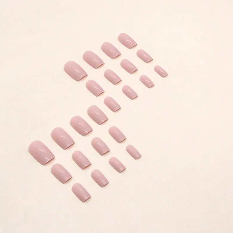 24 PCs Short French Solid Minimalist Nails with 1 Jelly Gel and 1 Nail File