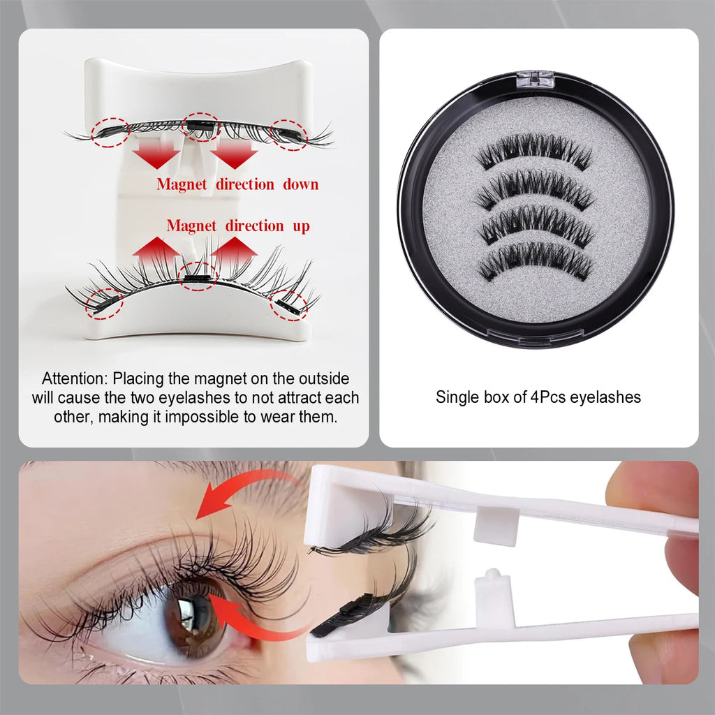 RED SIREN Magnetic Eyelashes With Applicator Reusable Natural Magnetic Lashes Kit No Glue Needed Soft Clear Band False Eyelashes