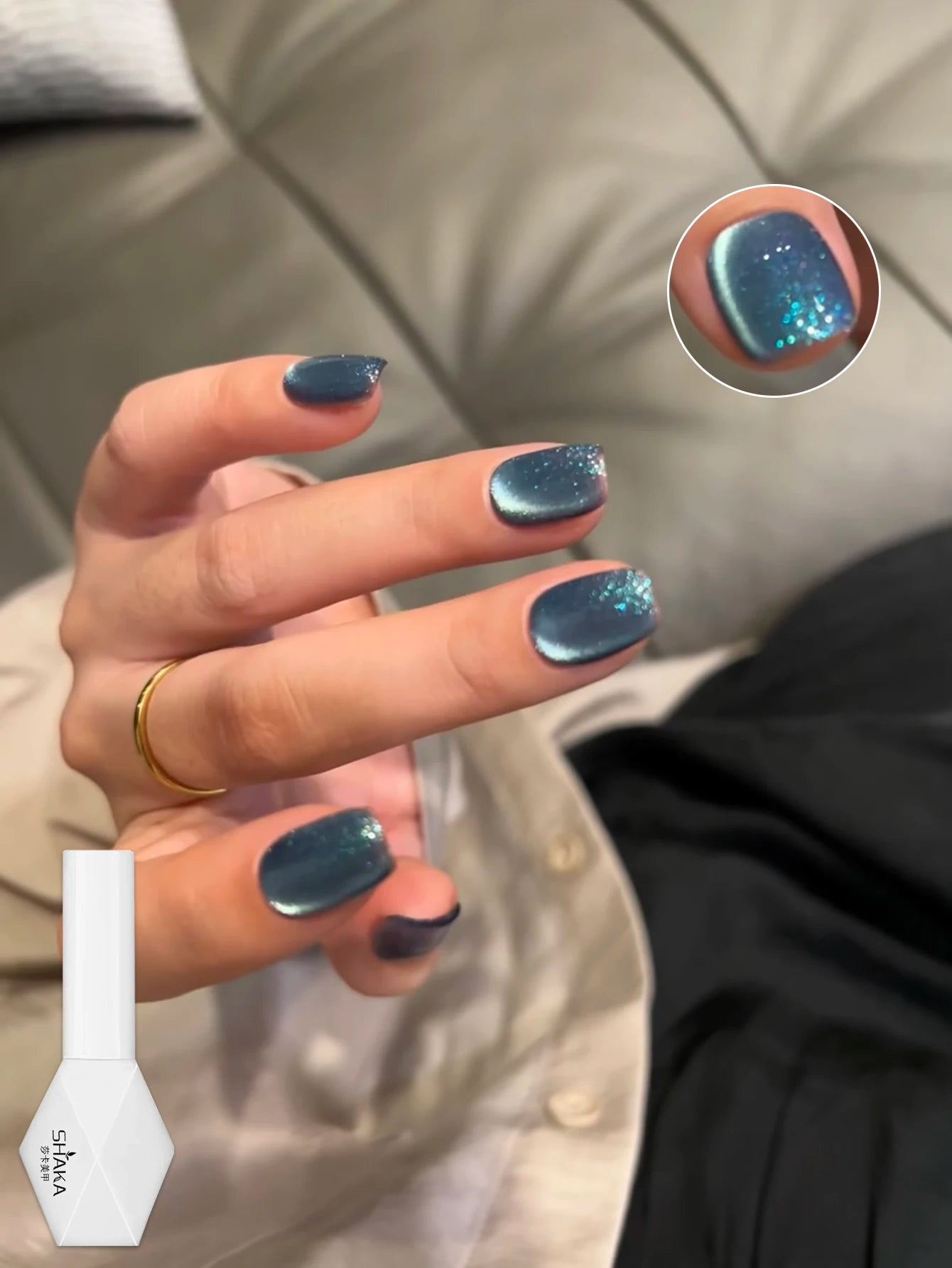 WS Black Glass Cat Magnetic Gel Nail Polish Punk Style Nail Art Manicure Varnis Semi Permanent Gel for Winter Nail Supplies