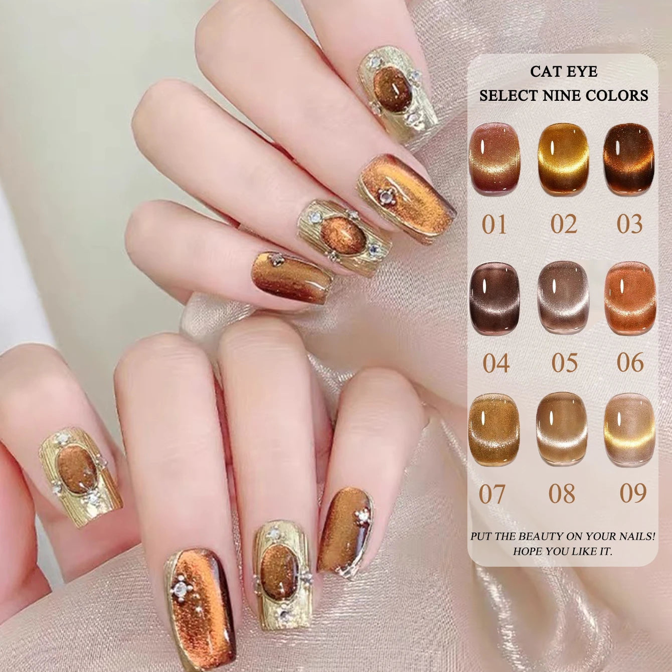 1-24pcs WS Autumn Winter Blue Black Red Glass Bead Crystal Cat Eye Gel Nail Polish New Whitening High Density Sparkling Nail