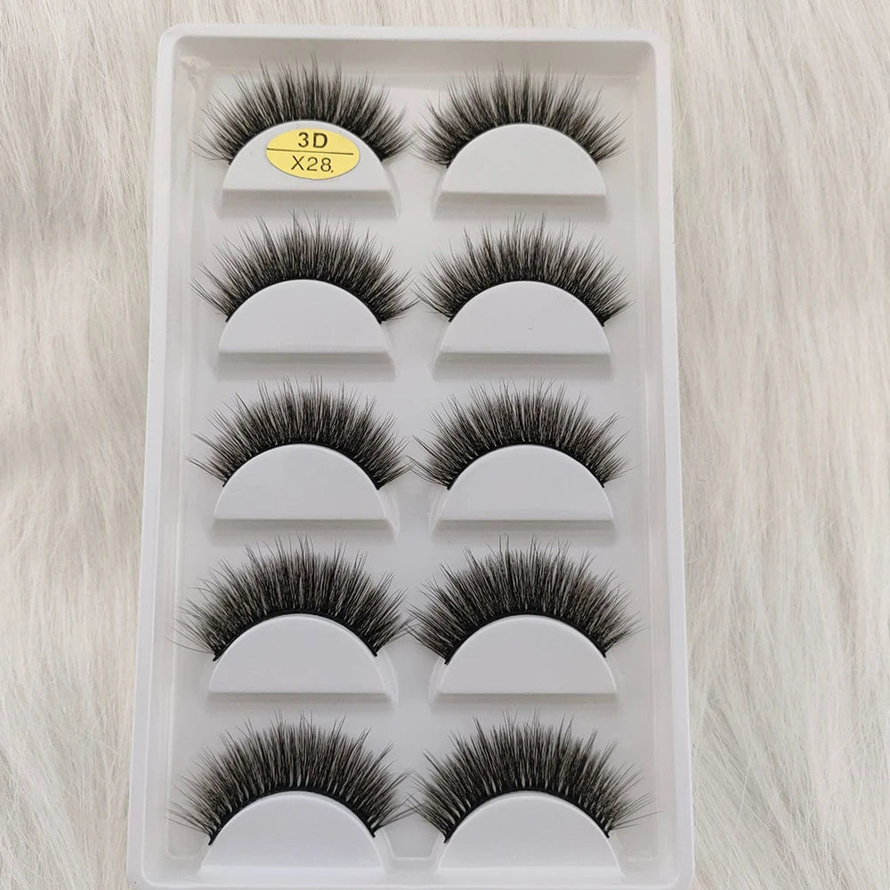3D Mink False Eyelashes 5 Pairs Fluffy Volume Wispy Lashes Natural Looking  Strip Clusters for Party Daily Natural Nude Makeup