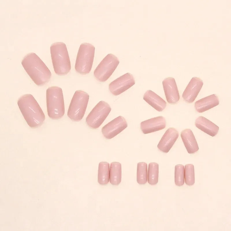 24 PCs Short French Solid Minimalist Nails with 1 Jelly Gel and 1 Nail File