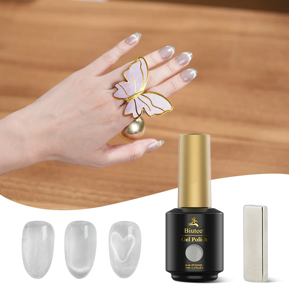 Biutee 8ML Nude Pink Red Cat Magnetic Gel Nail Polish Moonlight Ultra Shining Glitter Semi Permanent Soak Off UV LED Manicure