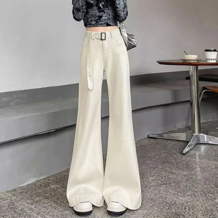 Trendy Flared Pants for Curvy Women, Plus Size Wide-Leg Jeans, Loose Fit 2025 A/W - Azara