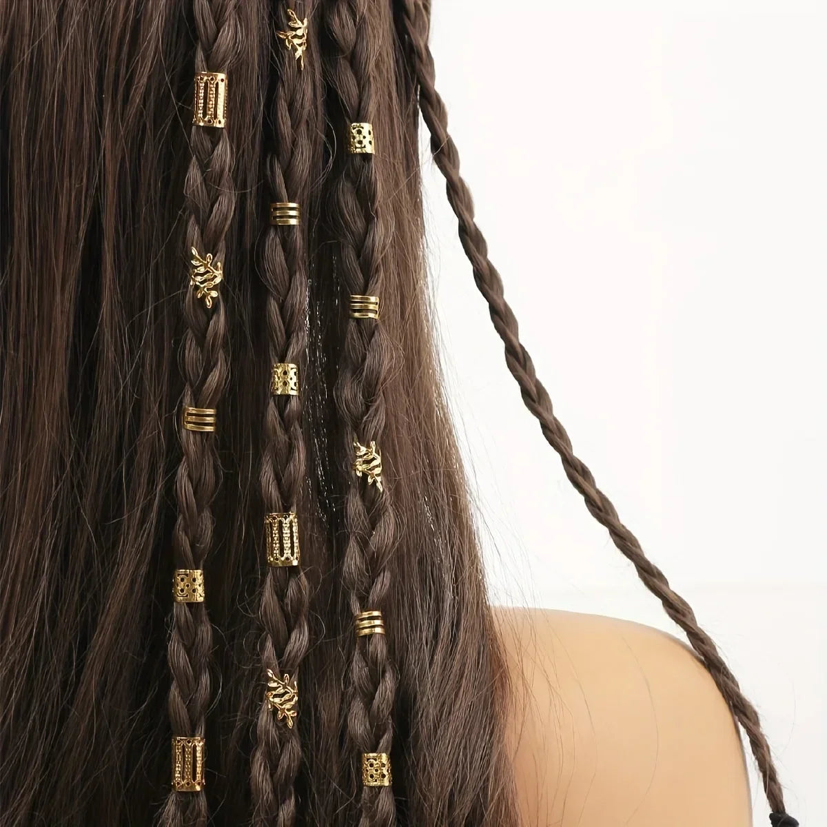 40pcs/set Mixed Hair Rings Set, Dreadlocks Beads Hair Braid Rings Clips Dread Locks Hair Braiding Cuffs Decoration/Accessories