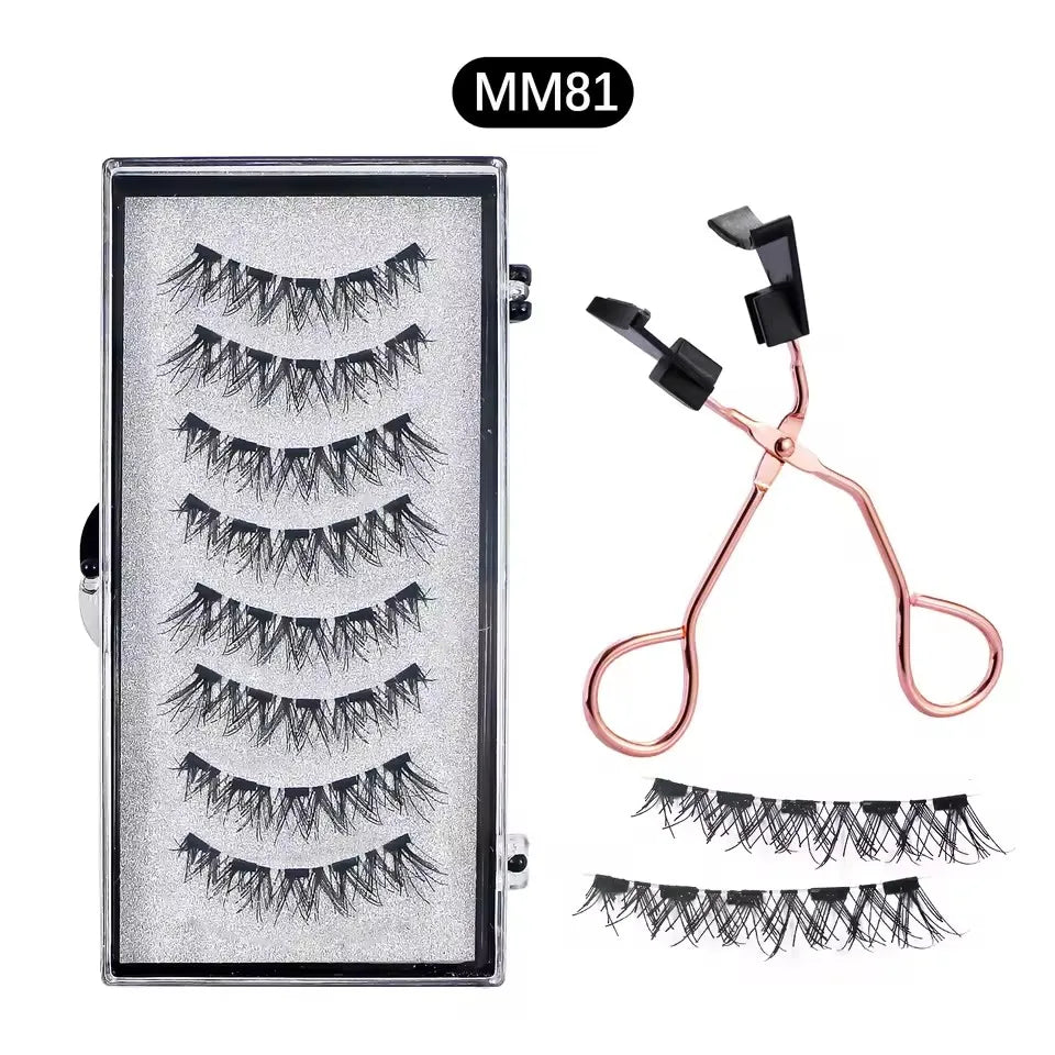 8Pcs Magnetic Eyelashes No Glue Needed Magnetic False Eyelashes with Applicator Reusable Thick Natural Effect 5 magnets Lashes