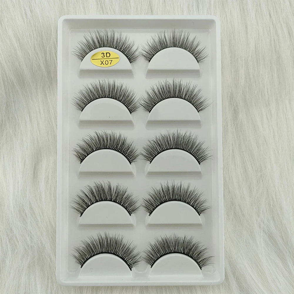3D Mink False Eyelashes 5 Pairs Fluffy Volume Wispy Lashes Natural Looking  Strip Clusters for Party Daily Natural Nude Makeup
