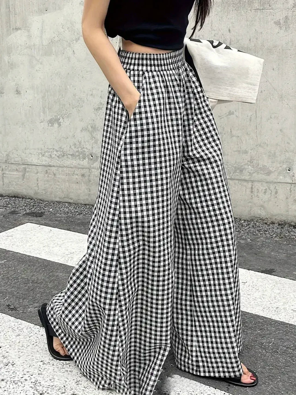 Womens plaid casual fashion elegant JapaneseKorean European and American autumn and winter pants - Azara