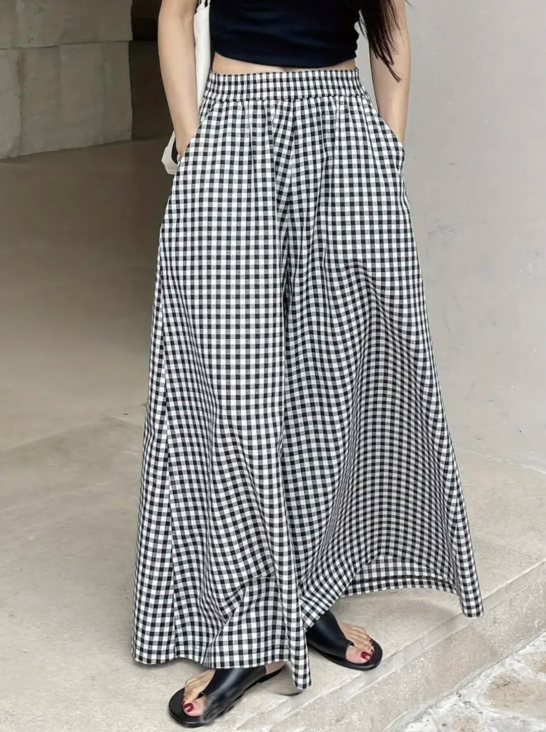 Womens plaid casual fashion elegant JapaneseKorean European and American autumn and winter pants - Azara