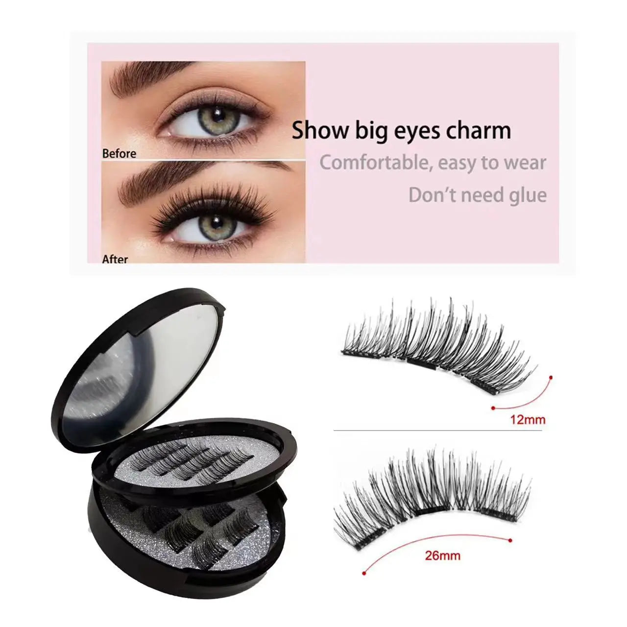 Full And Half Magnetic False Eyelashes New Style Glue-Free Mink False Eyelashes Natural Makeup Reusable Beauty