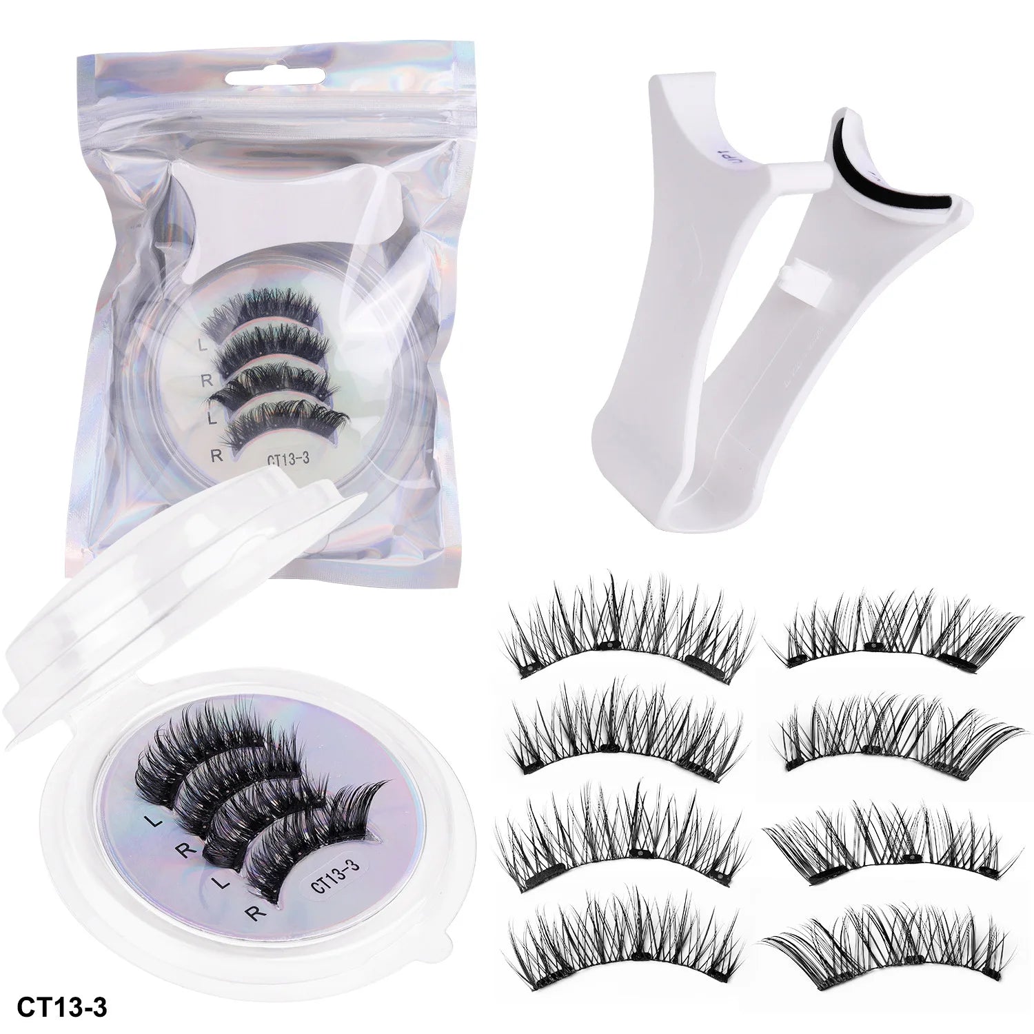 Magnetic Eyelashes 2 Pairs Handmade 3D Mink Lashes Reusable False Eyelashes Set Natural Long Fake Eyelash Makeup Tweezers Tool