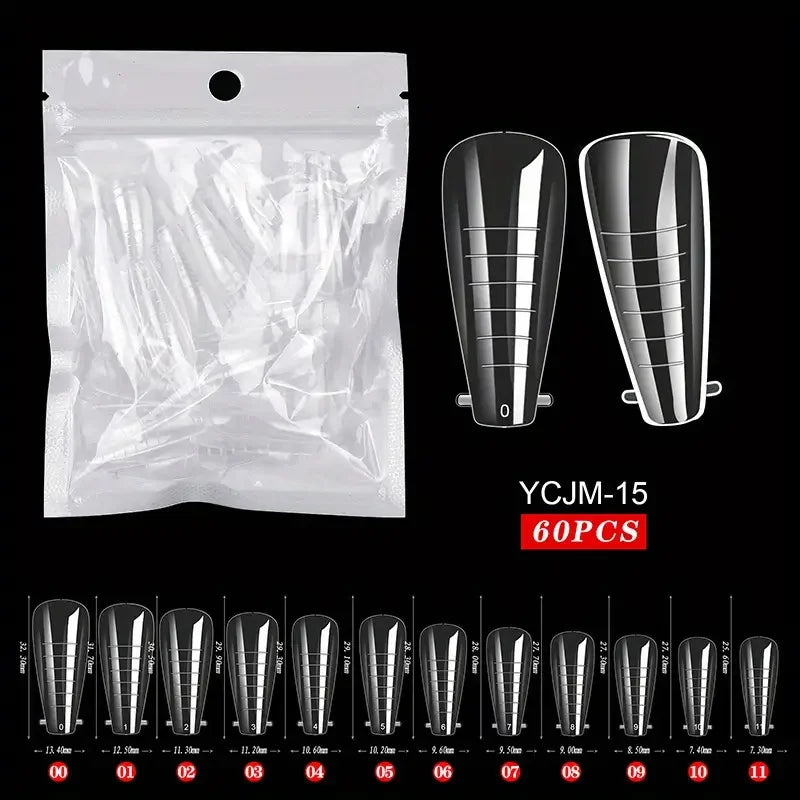 60Pcs/lot Extension False Nails Art Tips Acrylic Fake Finger UV Gel Polish Mold SculptedFullCover PressonManicures Supplies Tool