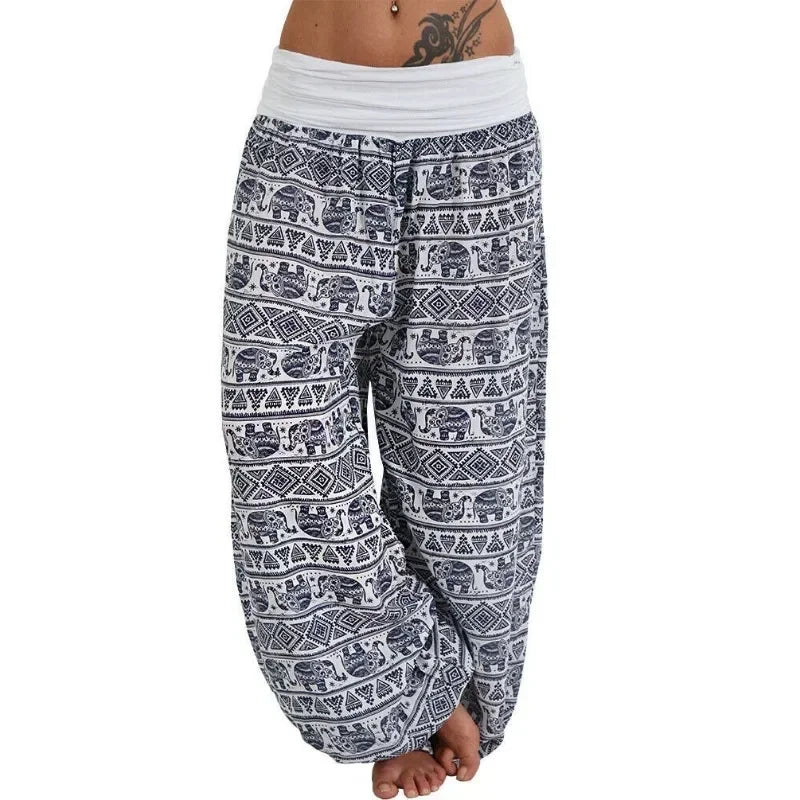 Women's Personality GeometricCasual Loose Printed Pants Comfortable Casual Women's Wide Leg Haren Pants Pants - Azara