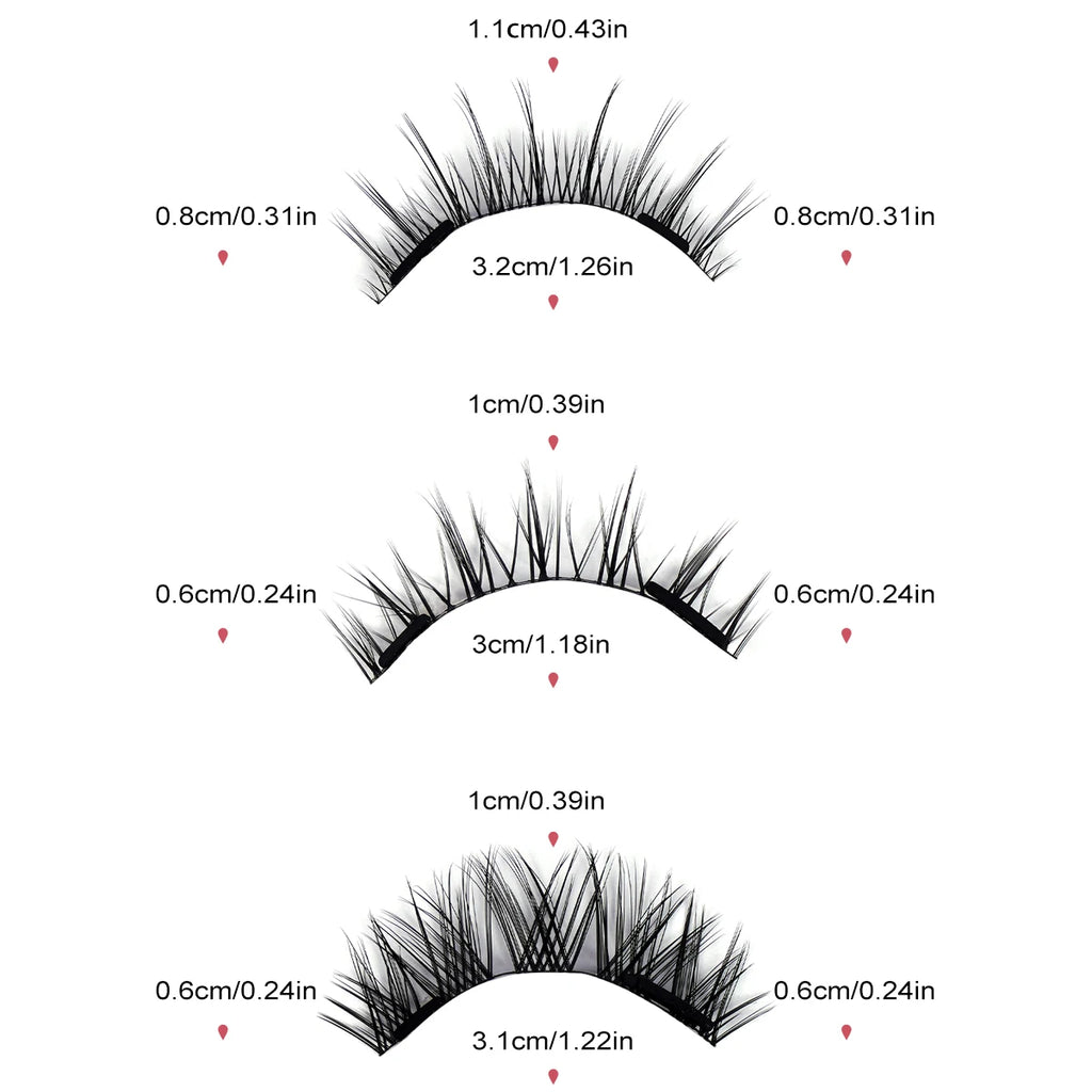 MAGEFY 3 Pairs Magnetic Eyelashes with Applicator Glue Free Reusable Magnetic Lashes Multiple Styles Natural Anime Magnetic Lash