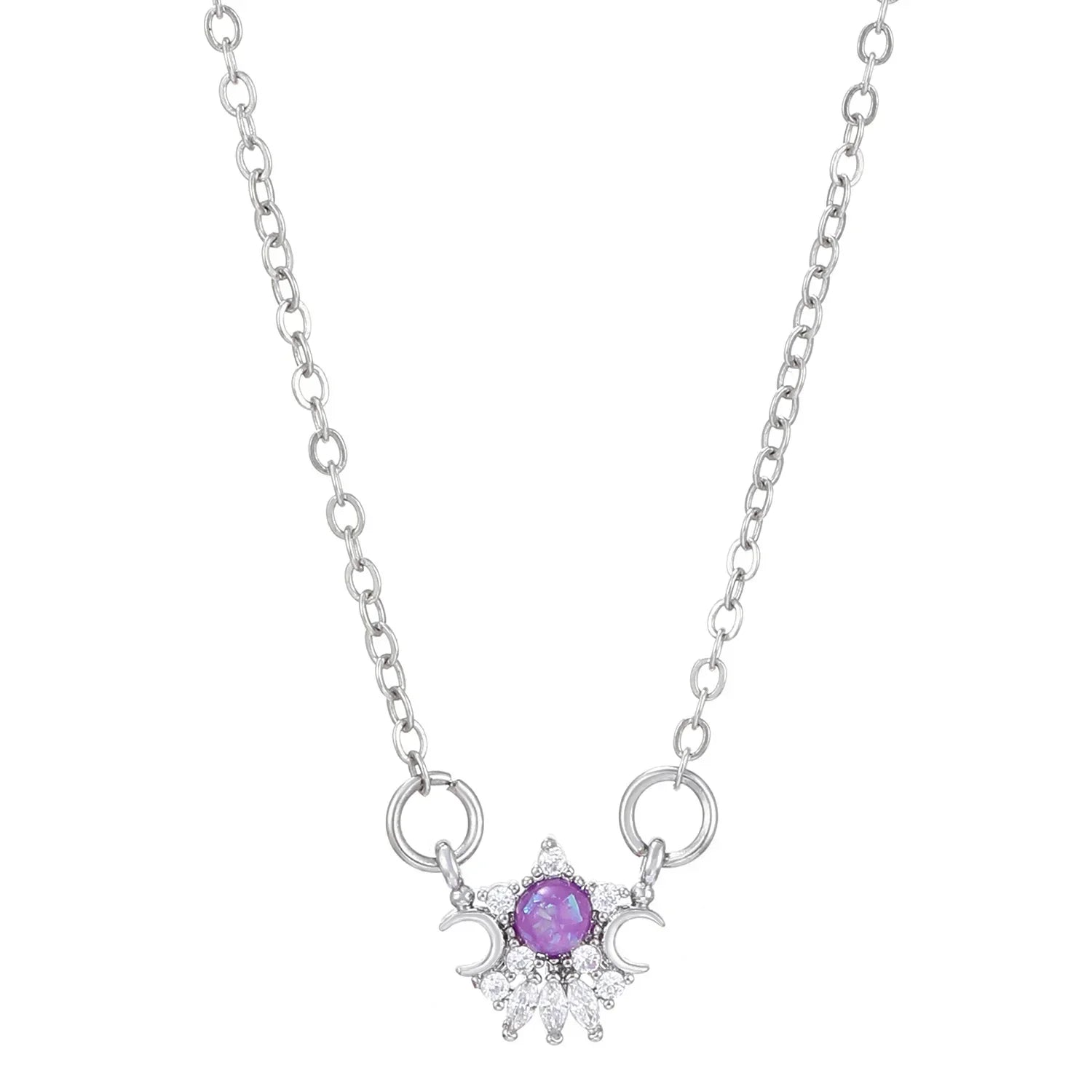 LATS Fashion Luxury Inlaid Zircon Planet Moon Pendant Necklace for Women Girl Butterfly Water Drop Clavicle Chain Charm Jewelry