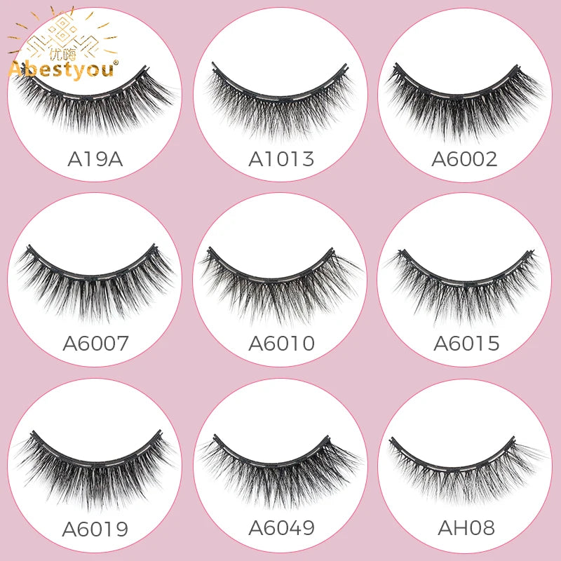 Abestyou Micro 5 Magnets Natural Long 3d 3pairs False Mink Magnetic Lashes With Eyeliner Tweezers Eyelashes Holder Makeup Kits