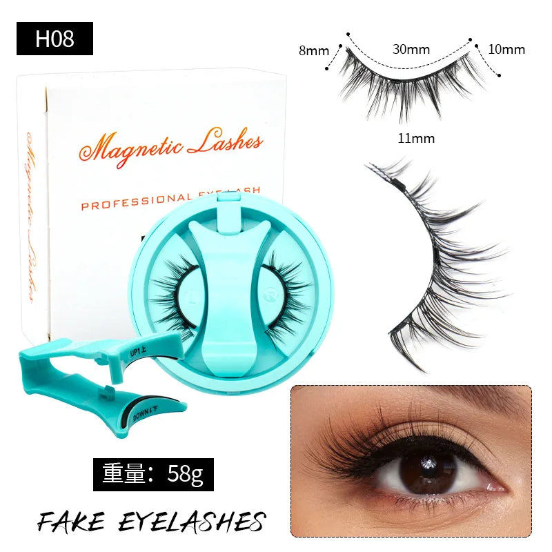 Magnetic Fake Eyelashes Set Reusable 3D Glue-free Waterproof Natural False Eyelashes With Travel-friendly Applicator