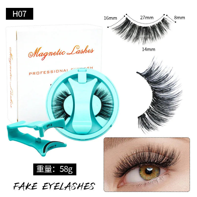 Magnetic Fake Eyelashes Set Reusable 3D Glue-free Waterproof Natural False Eyelashes With Travel-friendly Applicator