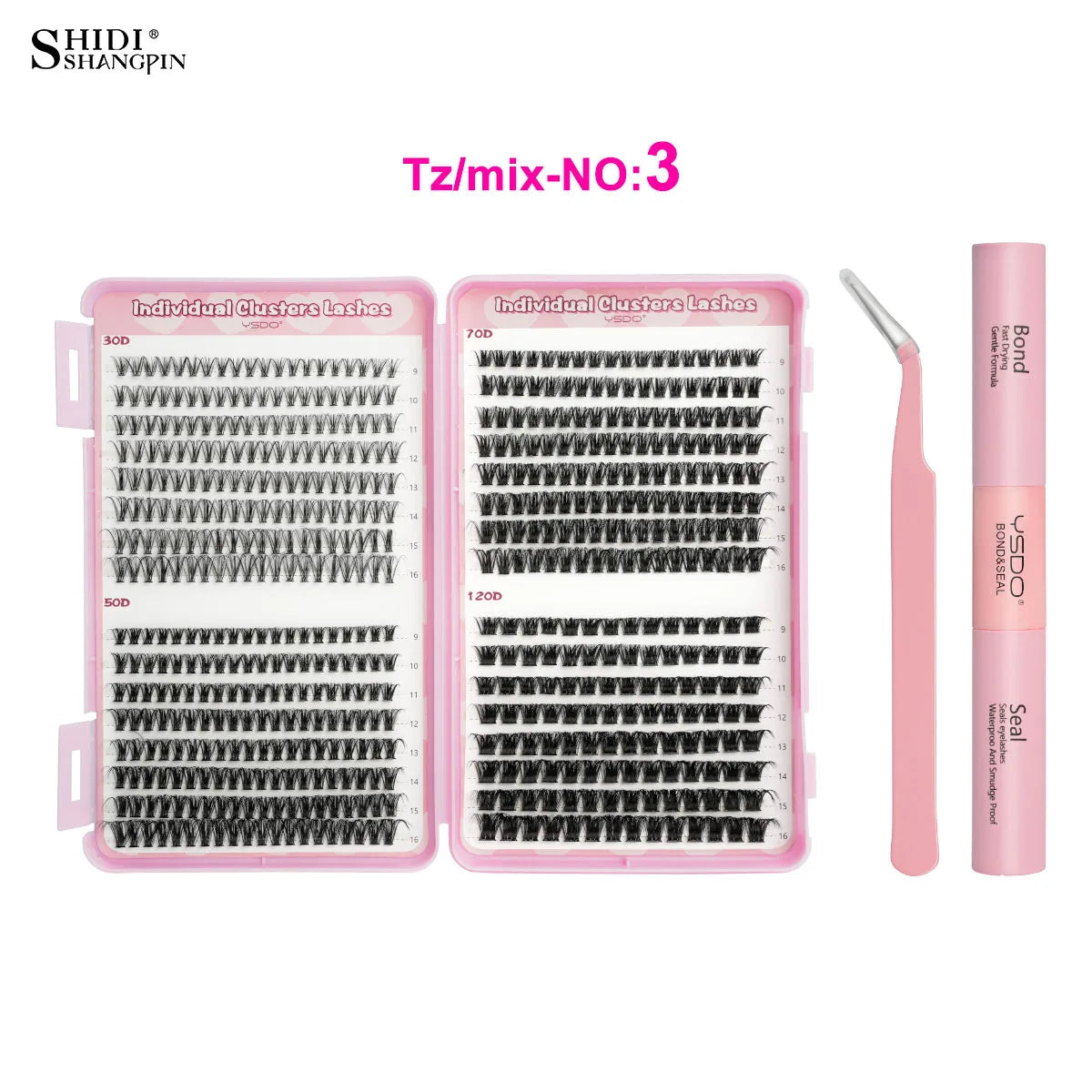 14/32 Rows Individual Lashes Kit Cluster Eyelash Diy Lash Extension Kit Cluster Lashes With Bond and Seal Glue Remover tweezer