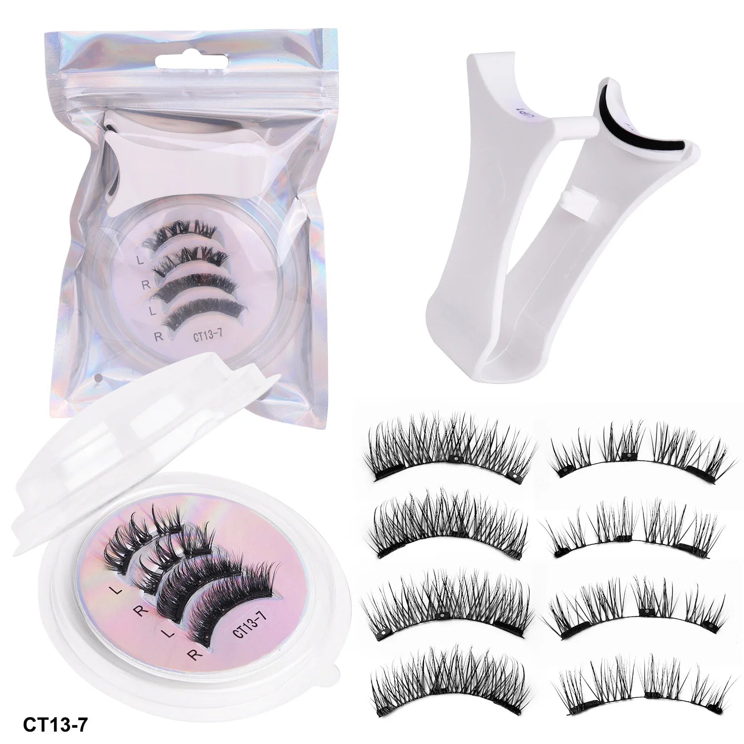 Magnetic Eyelashes 2 Pairs Handmade 3D Mink Lashes Reusable False Eyelashes Set Natural Long Fake Eyelash Makeup Tweezers Tool