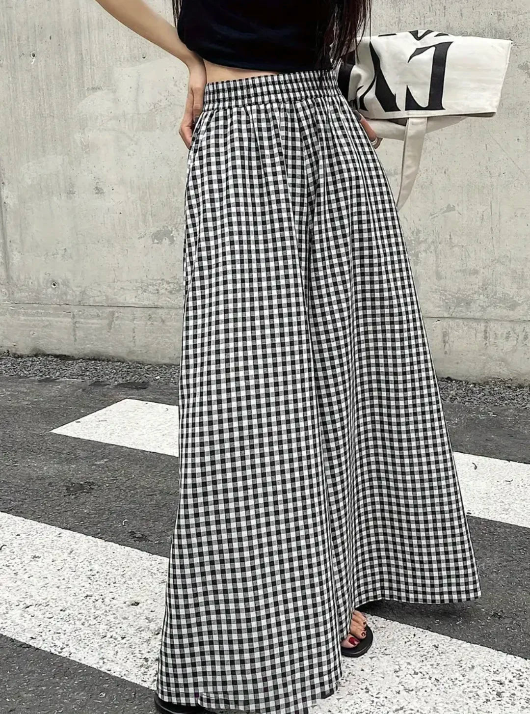 Womens plaid casual fashion elegant JapaneseKorean European and American autumn and winter pants - Azara