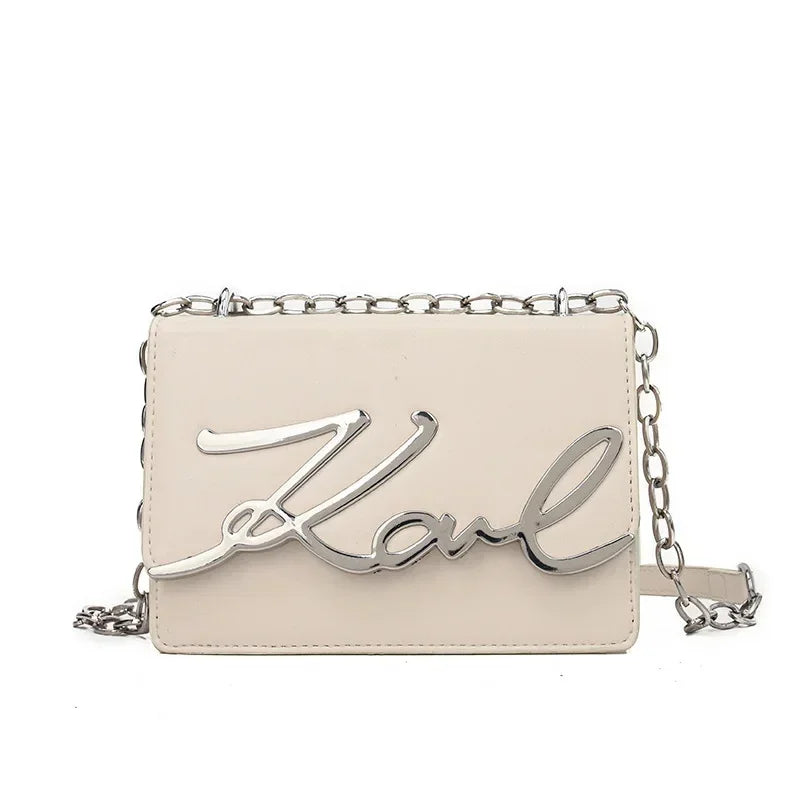 Candy Colored Fashionable Ladies Chain Crossbody Bag Versatile Commuter Shoulder Bag PU Leather Medium Hardness Zipper Opening