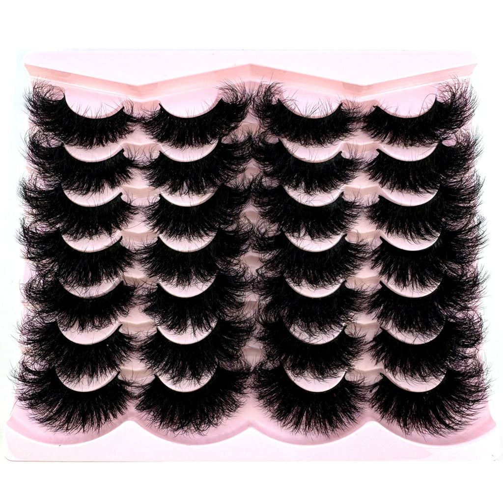 New 14 Pairs 25mm 3d Mink Lashes Bulk Faux Dramatic Volume Lashes Wispy Natural Mink Lashes Pack Long Wholesales False Eyelashes