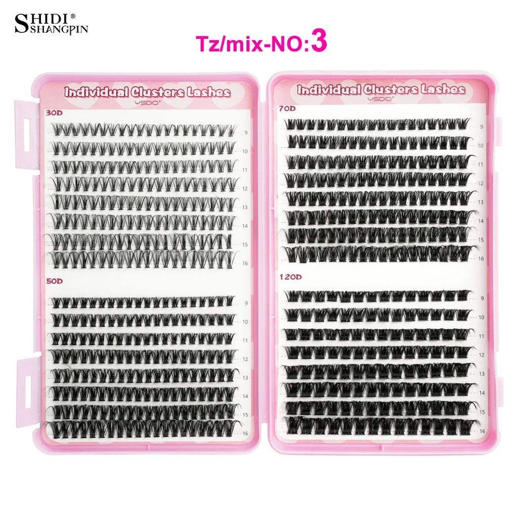 14/32 Rows Individual Lashes Kit Cluster Eyelash Diy Lash Extension Kit Cluster Lashes With Bond and Seal Glue Remover tweezer